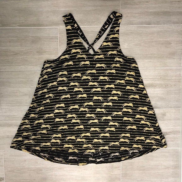 H&M Striped Shimmer Jaguar Pattern Racerback Top - Picture 1 of 6